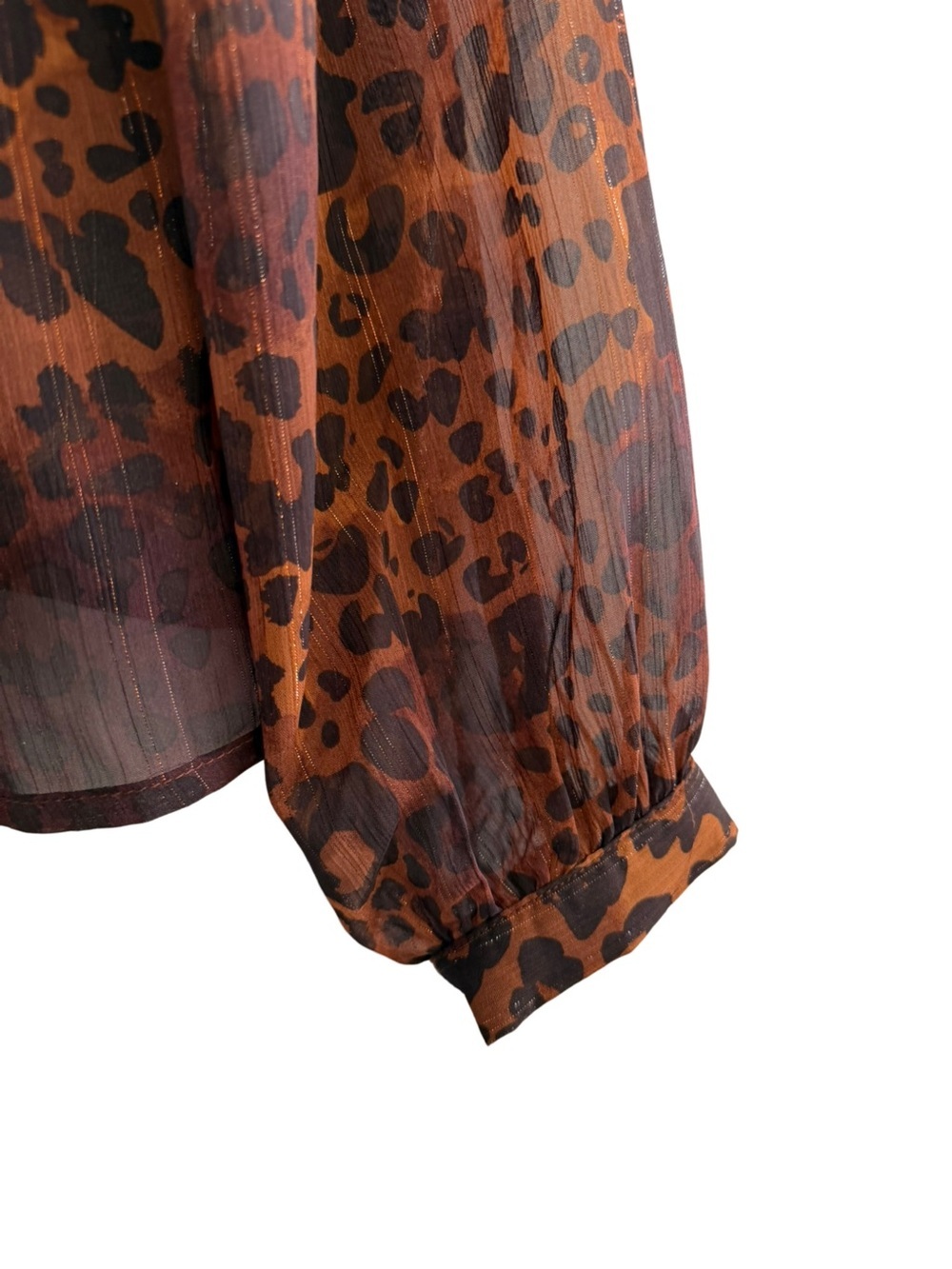CALYPSO ST. BARTH Sheer Leopard Print Blouse Brown Size Medium - Picture 5 of 9